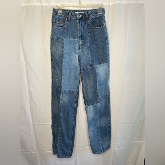 PacSun Denim - Pacsun Junior's Medium Wash 90s Boyfriend Patchwork Blue Denim Jeans